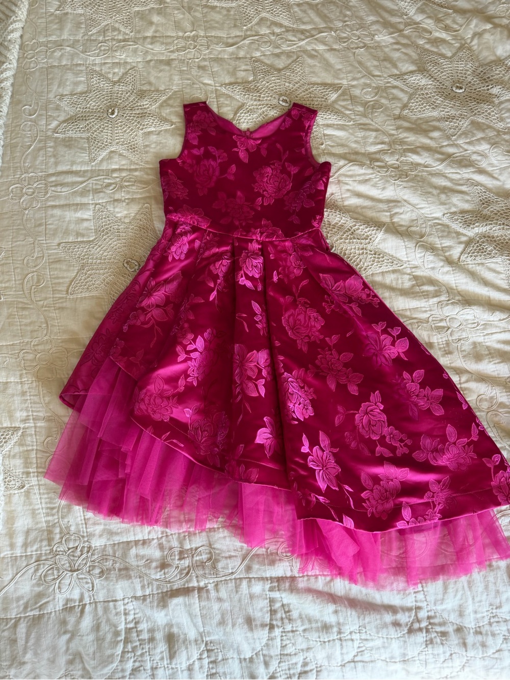 Rare Editions Fuchsia Floral Jacquard Party Dress